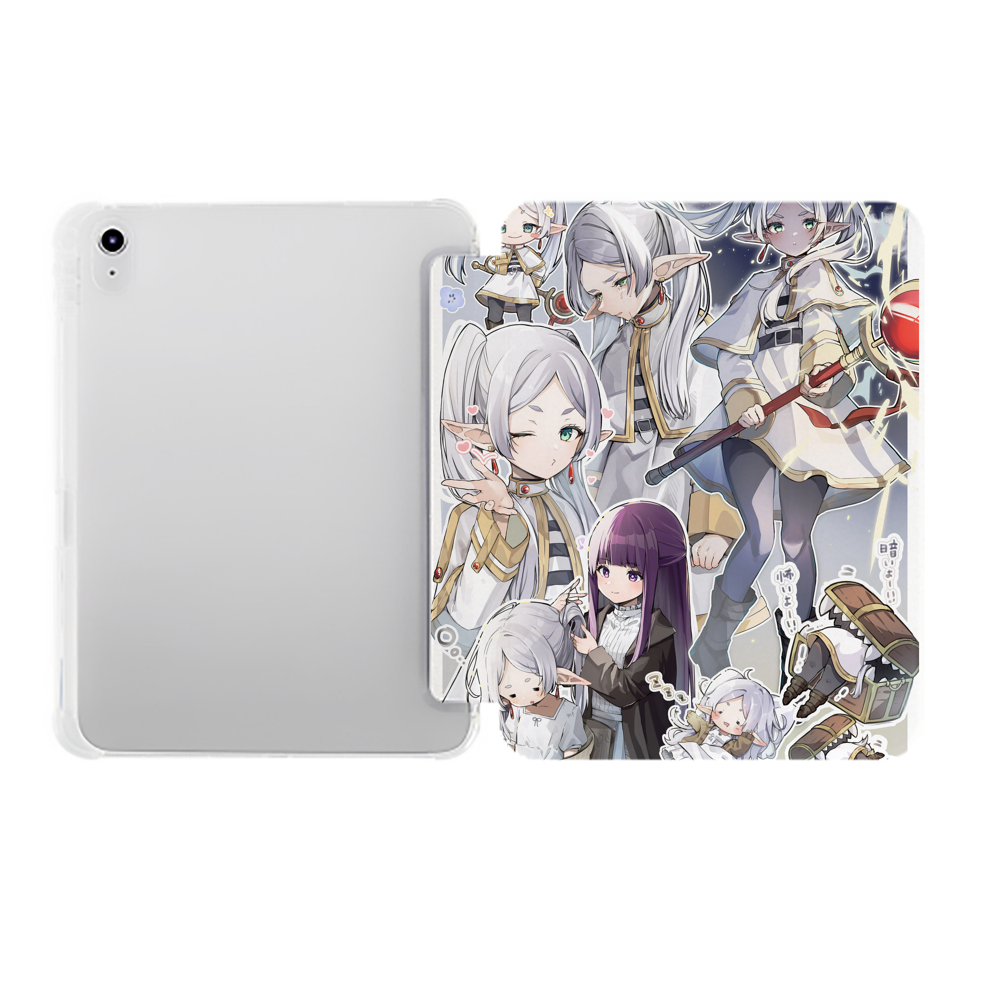 （画像用） 葬送のフリーレン Frieren IPad ケース ペン収納付き 三つ折りスタンド PUレザー×シリコン 対応機種9.5/10.5/10.9インチ